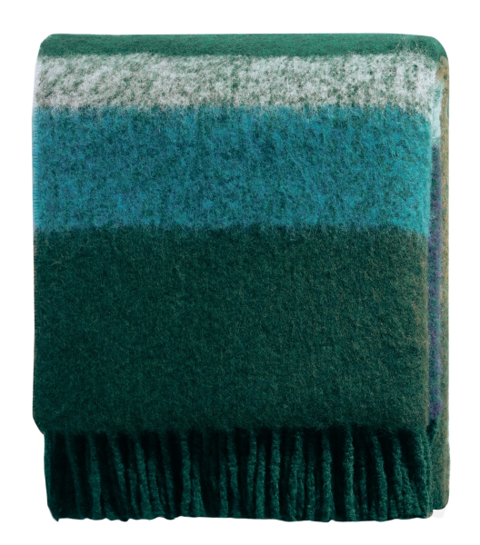 Biederlack Fransenplaid 'Mohair Look Emerald' 130 x 190 cm Blau - Grün